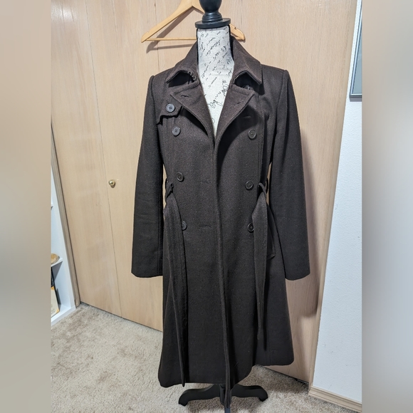 EUC Outer Edge Women's Double Breasted Wool Coat - Chocolate Brown, size S - Picture 4 of 13